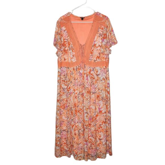 Torrid Lace Up Tea Length Crinkle Gauze Dress Size 2X - Picture 4 of 13